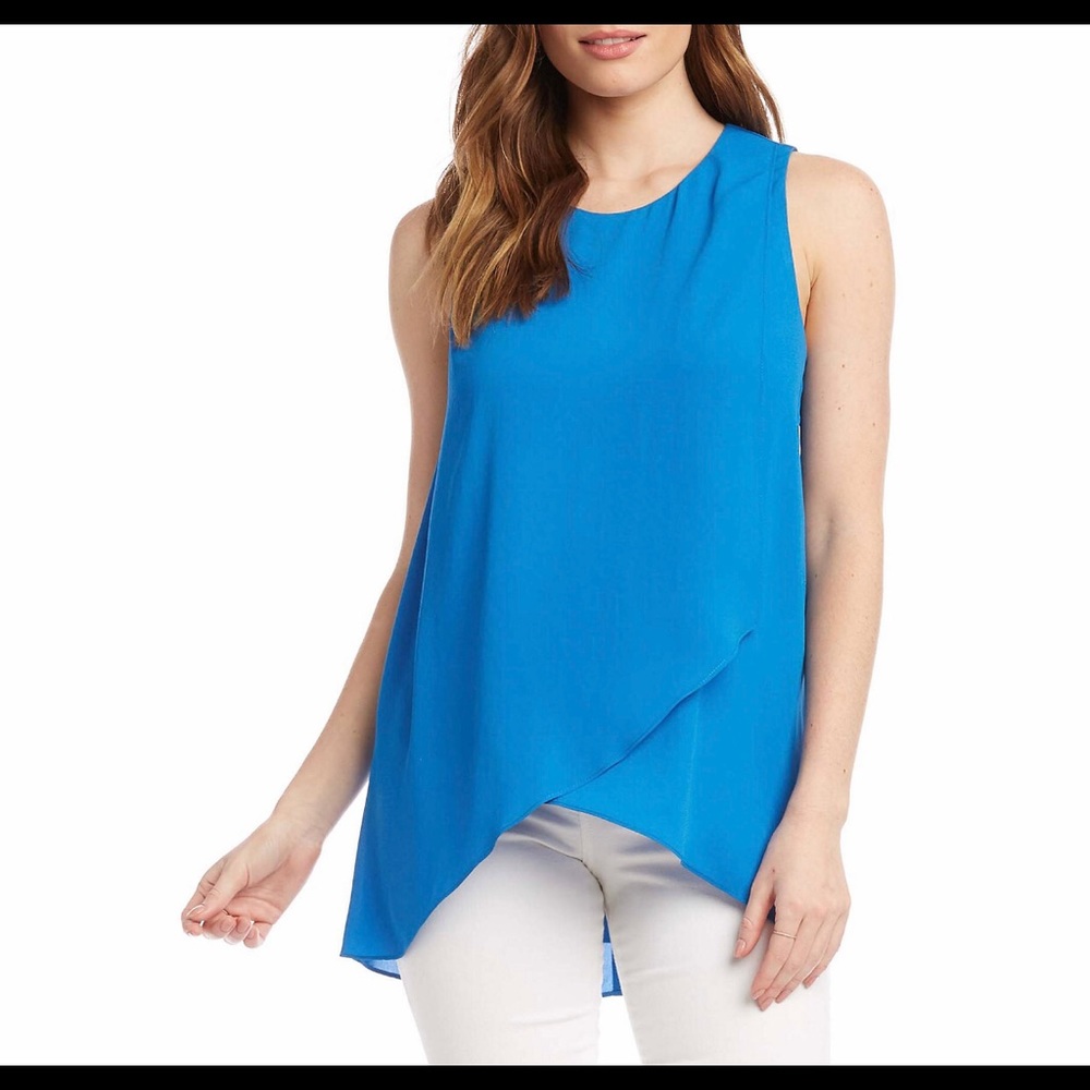 Karen Kane Blue Asymmetric Side Drape Tank (Size: XS) (NWT)